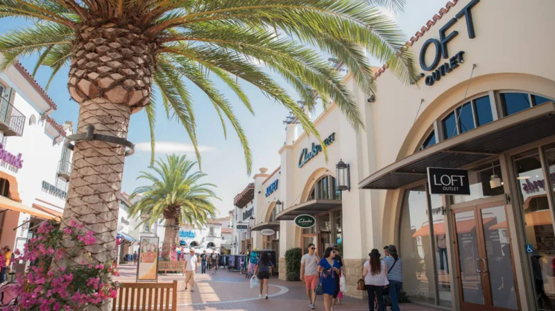 Palm-lined promenade at Outlets at San Clemente